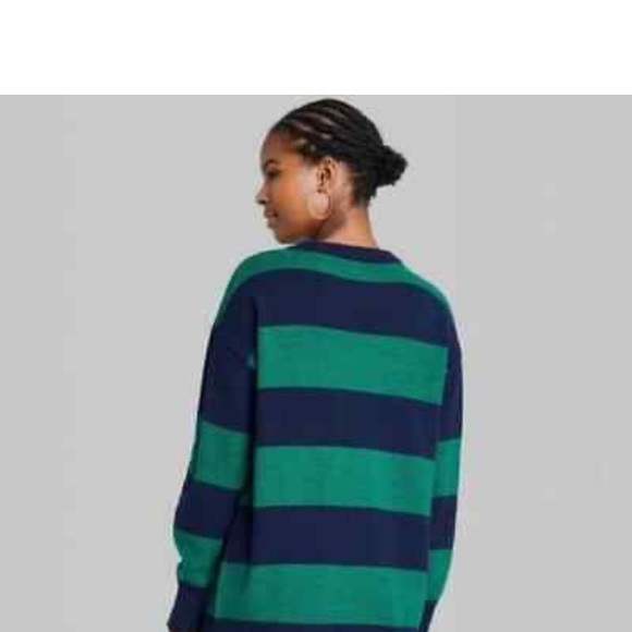 Wild Fable XS Dark Teal Striped Sweater NWT - Picture 2 of 3